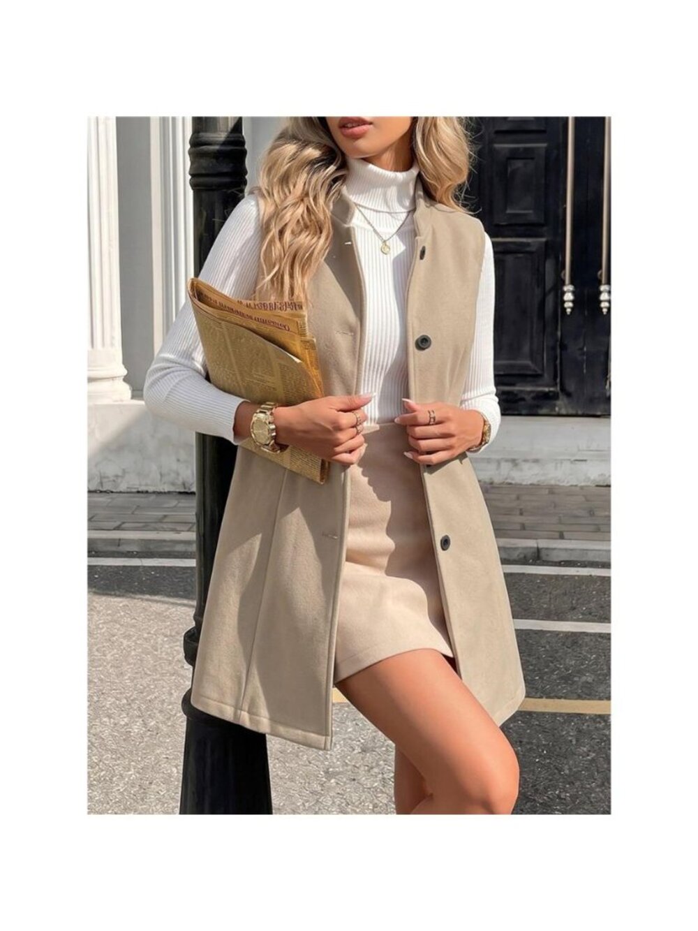 Elegant Button-Down Vest Coat